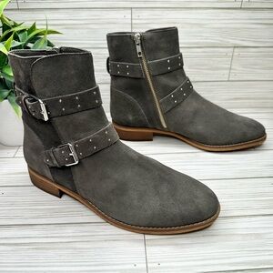 BP Riley Buckle Strap Studded Leather Ankle Boots Size 9M